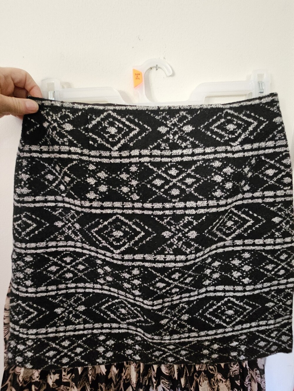 LOFT Women's Monochrome Patterned Skirt Lined Wool Blend